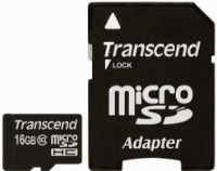 Карта памяти Transcend MicroSDHC 16Gb Class10 + SD adapter (TS16GUSDHC10)