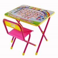 Măsuță pentru copii cu scaun Demi N1 Pink Alphabet