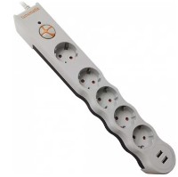Protecţie împotriva supratensiunii Tuncmatik Powersurge 5 + USB 1.5m White