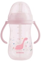 Cana cu pai Kikka Boo Dino World Pink 300ml (3800171212526)