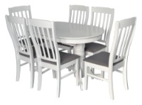 Set masă și scaune Evelin HV-31N White + 6 Wenyl White/NV-10WP Grey