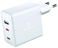 Зарядное устройство Swissten GaN 2xUSB-C + 1xUSB 70W White