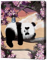 Tablou pe numere Art Gallery Econom Pandă pe copac înflorit EX7623