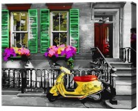 Tablou pe numere Art Gallery Econom Scooter lângă casă GX40046