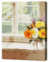 Картина по номерам Art Gallery Premium Букет на подоконнике EX6456