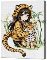 Картина по номерам Art Gallery Premium Девочка и тигренок EX8361