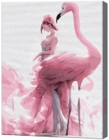 Картина по номерам Art Gallery Premium Девушка и фламинго EX8431