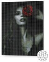 Pictura cu diamante după numere Art Gallery Premium Fată cu trandafir roșu XQB77627
