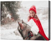 Картина по номерам Art Gallery Premium Красная шапочка и хаски GX32686