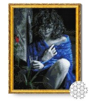 Pictura cu diamante după numere Art Gallery Premium Frumoasă crețoasă în nuanțe gri GA79738