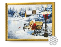 Pictura cu diamante după numere Art Gallery Premium Micuța lângă lacul înghețat GA74189