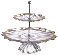 Platou cu nivele Bohemia Plantica 35.5cm Gold Rim