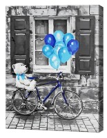 Tablou pe numere Art Gallery Premium Baloane albaștri pe fond gri GX29752