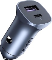 Încărcător auto Ugreen USB-A + Type-C Aluminum 3A 30W Grey (40858)