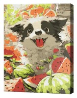 Картина по номерам Art Gallery Premium Щенок и арбузы EX8454