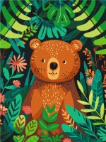 Tablou pe numere Brushme Ursuleț în junglă KBS0158