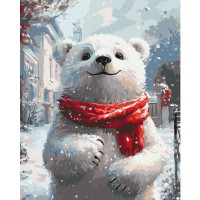 Tablou pe numere Brushme Ursuleț cu eșarfă roșie (BS54188)