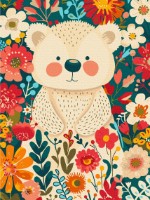 Tablou pe numere Brushme Ursuleț în flori KBS0159