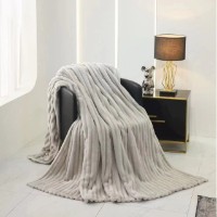 Покрывало Relaxe Home Striped Fleece Light Grey 200x230 (020298)