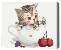 Tablou pe numere Brushme Pisicuța în cană (RBS8396FC)