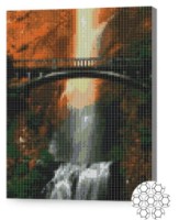 Pictura cu diamante după numere Art Gallery Premium Cascadă și podul 30x40 (XQB75556)
