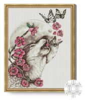 Pictura cu diamante după numere Art Gallery Premium Lup și flori 40x50cm (QB205993)