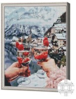 Pictura cu diamante după numere Art Gallery Premium Коктейли в горах 40x50cm (QB205746)