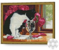 Pictura cu diamante după numere Art Gallery Premium Pisică aristocrată 40x50cm (QB203479)