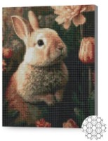 Pictura cu diamante după numere Art Gallery Premium Iepuraș și flori 30x40cm (XQB77186)