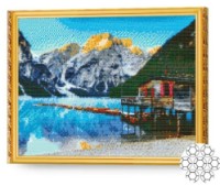 Pictura cu diamante după numere Art Gallery Premium Lacul azuriu în munți 40x50cm (GA76695)