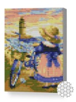 Pictura cu diamante după numere Art Gallery Premium Micuță cu bicicletă 20x30cm (XQC84356)