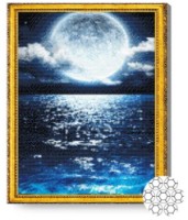 Pictura cu diamante după numere Art Gallery Premium Mega luna peste mare 40x50cm (GA84285)