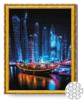 Pictura cu diamante după numere Art Gallery Premium Luminile orașului nocturn 40x50cm (GA77486)