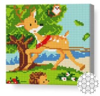 Pictura cu diamante după numere Art Gallery Premium Pui de cerb cu prieteni în pădure 20x20cm (BJ494) imaginea #1 — magazin online Desire.md