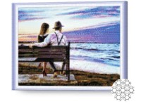 Pictura cu diamante după numere Art Gallery Premium Cuplu la malul mării 40x50cm (GA72135)