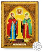 Pictura cu diamante după numere Art Gallery Premium Icoană Petru și Fevronia 40x50cm (GA72609)