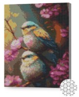 Pictura cu diamante după numere Art Gallery Premium Păsări în copac 30x40cm (XQB80264)