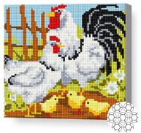 Pictura cu diamante după numere Art Gallery Premium Familia de păsări 20x20cm (BJ807)