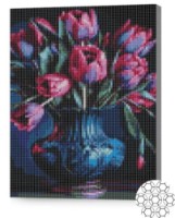 Pictura cu diamante după numere Art Gallery Premium Lalele luxoase în vaza 30x40cm (XQB80610)