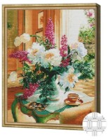 Pictura cu diamante după numere Art Gallery Premium Buchet luxos de bujori 40x50cm (QB202088)