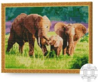Pictura cu diamante după numere Art Gallery Premium Familia de elefanți 40x50cm (QB201137)