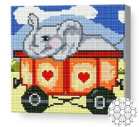 Pictura cu diamante după numere Art Gallery Premium Elefantel în căruță 20x20cm (BJ621)