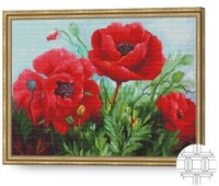 Pictura cu diamante după numere Art Gallery Premium Maci aprinși 40x50cm (QB201854)