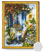 Pictura cu diamante după numere Art Gallery Premium Veranda înflorită 40x50cm (GA78590)