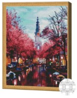 Pictura cu diamante după numere Art Gallery Premium Stradela înflorită a orașului 40x50cm (QB206043)
