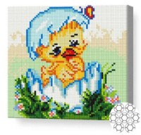 Pictura cu diamante după numere Art Gallery Premium Pui în ou 20x20cm (BJ390)