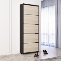 Rafturi pentru pantofi Mobildor-Lux Leo 100x27x203 Anthracite/Oak Sonoma (00013541)