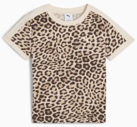 Tricou de dame Puma T7 Leo Luxe Aop Slim Alpine Snow/Ice Coffee, s.XL