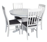 Set masă și scaune Evelin Capella V White + 4 Wenyl White/NV-10WP Grey