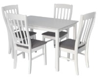 Set masă și scaune Evelin Gloria White + 4 Wenyl White/NV-10WP Grey